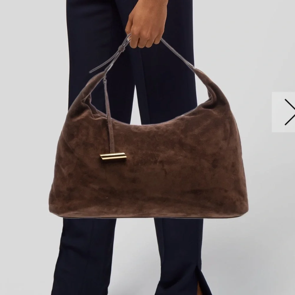 Liffner Pillow Shoulder Bag Brown Suede